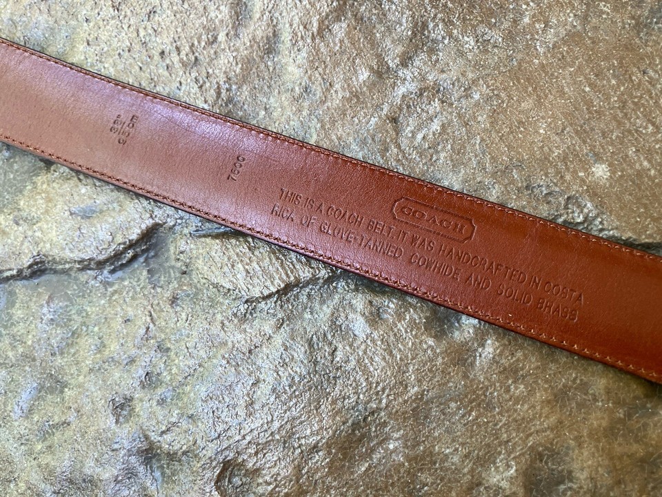 Vintage COACH Men’s Leather Glove Cowhide Belt Black 38” Solid Brass