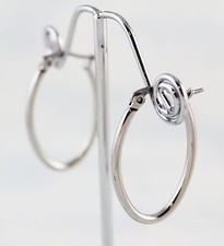 304 Stainless Steel 2 mm Oval Hoop Snap Earrings 28 X 19.5 mm