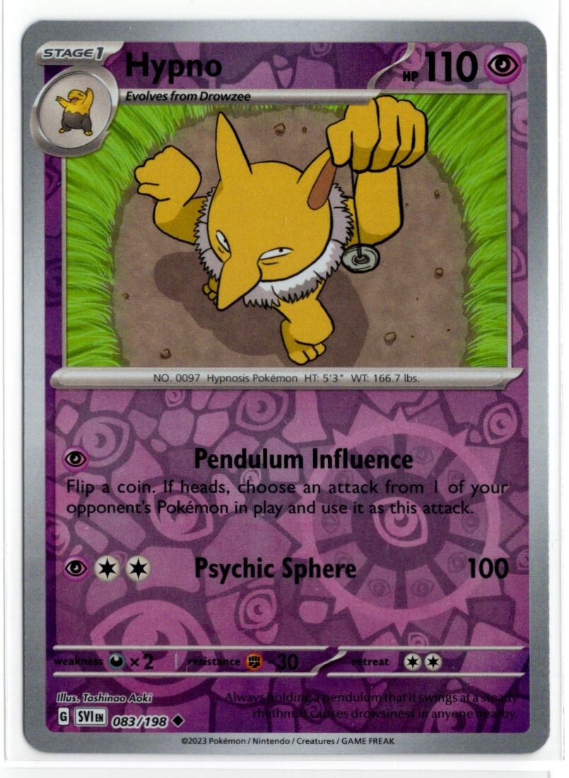 Pokemon Scarlet Violet Base SV1 Reverse Holo 083/198 Hypno