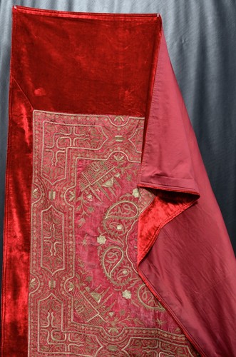 LARGE ANTIQUE OTTOMAN GOLD VELVET EMBROIDERY TUGHRA TAPESTRY BOHCA BINDALLI - Picture 10 of 11