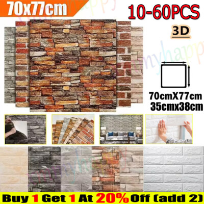 Donwell 3D Brick Wall Sticker, Self-Adhesive Waterproof Foam Panels, 15.4x13.5in, Peel & Stick For Any Room