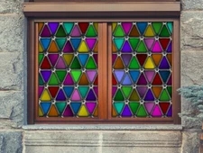 3D Triangle 01NAO Window Film Print Sticker Cling Stained Glass UV Block Fay
