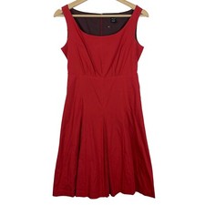 Viola 4 Dress Fit Flare Red Sleeveless Pleated Tie Back Lined Short Knee Length