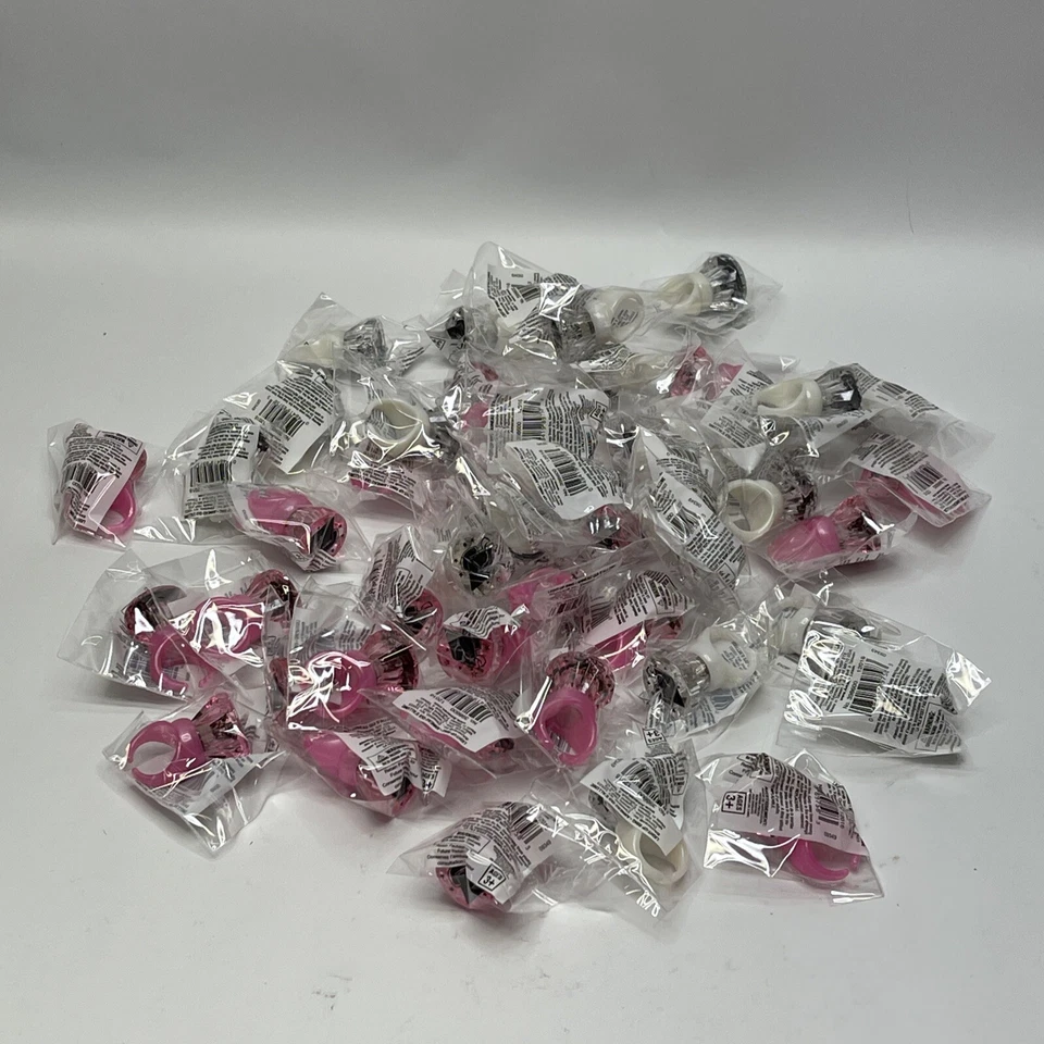 Anillo de diamantes de plástico iluminado grado Amscan favor de fiesta 48 piezas rosa o blanco nuevo Foto 2 de 4