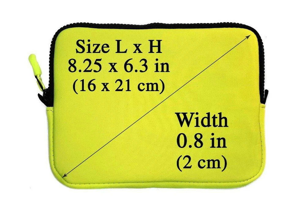 Funda suave de neopreno con cremallera multiusos para Apple iPad Mini amarillo neón Foto 4 de 4