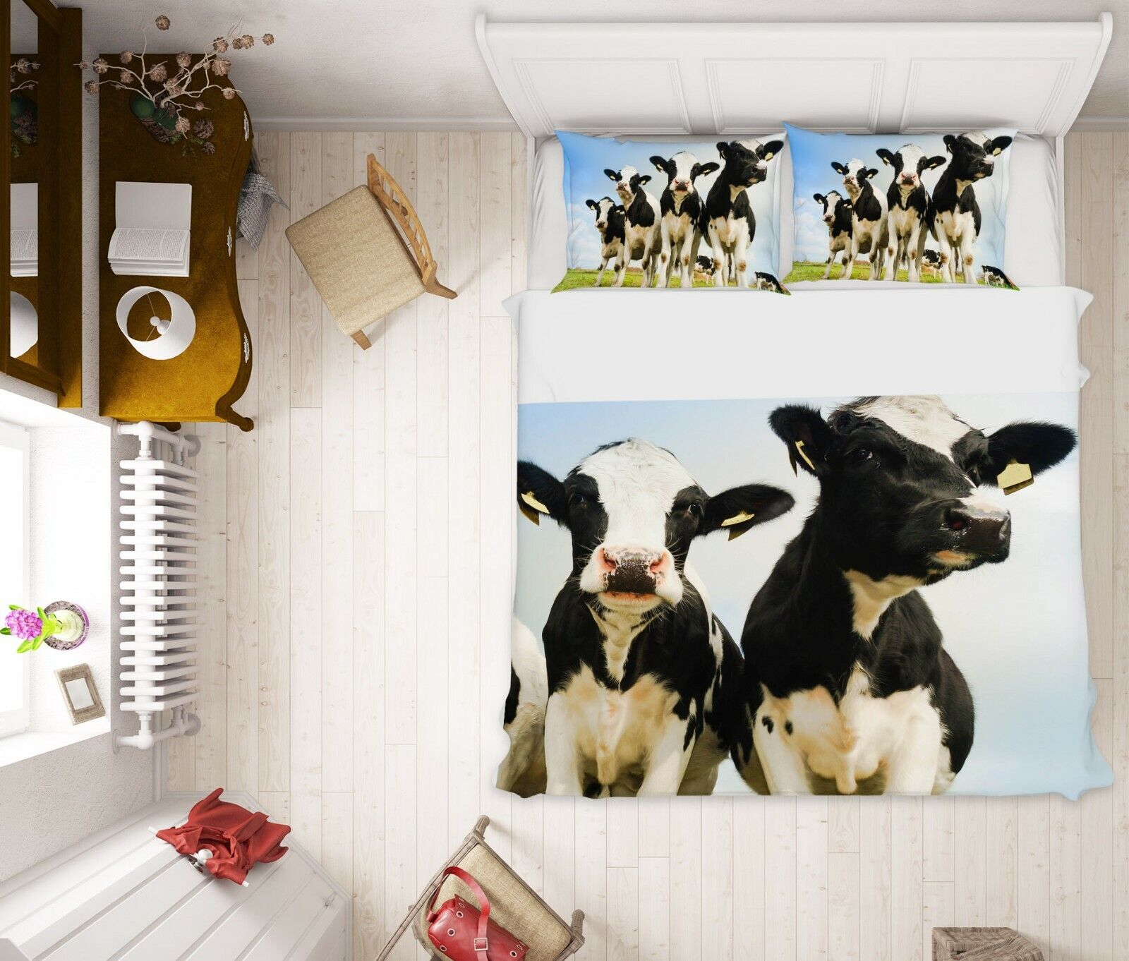 3D Cute Cow N1609 Animal Bed Pillowcases Quilt Duvet Cover Queen King Fay GORĄCA, popularna wyprzedaż