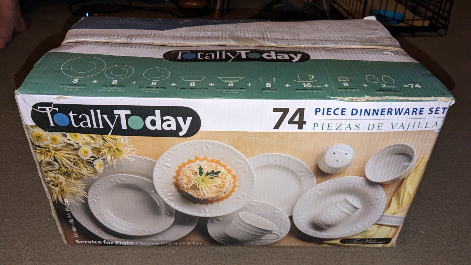 Totally Today 74 Pc Dinnerware Service For 8 Tre Blanc Embos