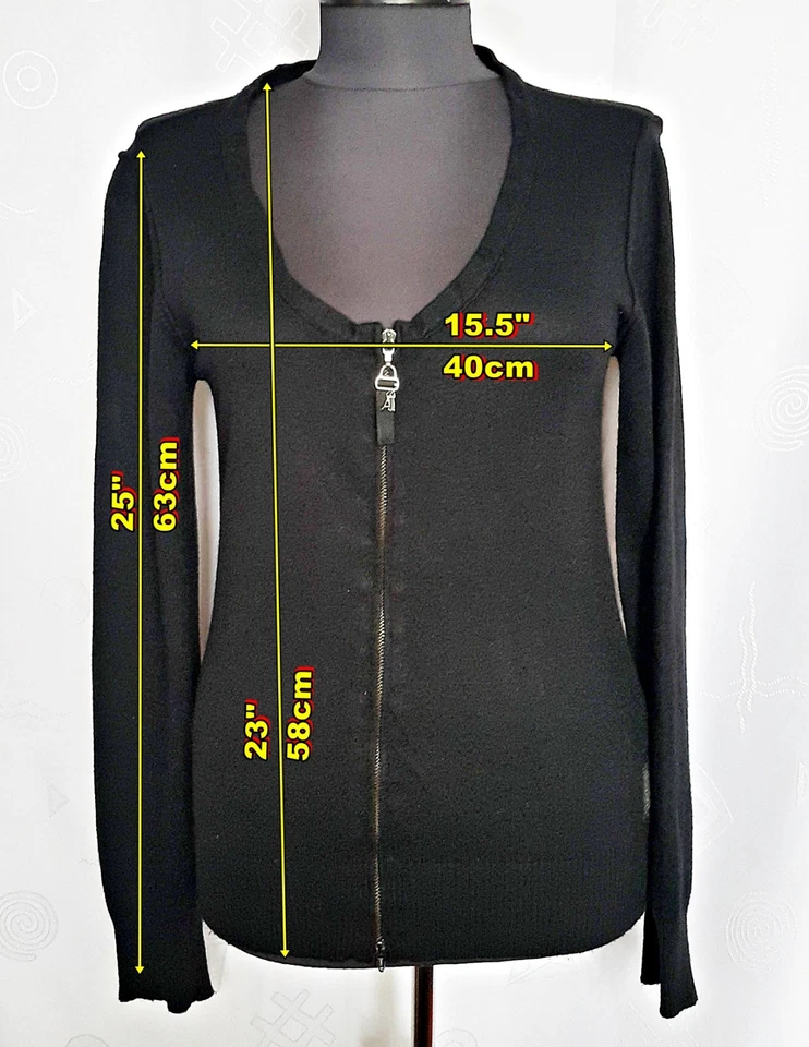 VINTAGE ARMANI JEANS LOGO BLACK KNITED ANGORA BLEND WOMEN'S BLOUSE-SIZE:10/M/40 - Image 2 of 4