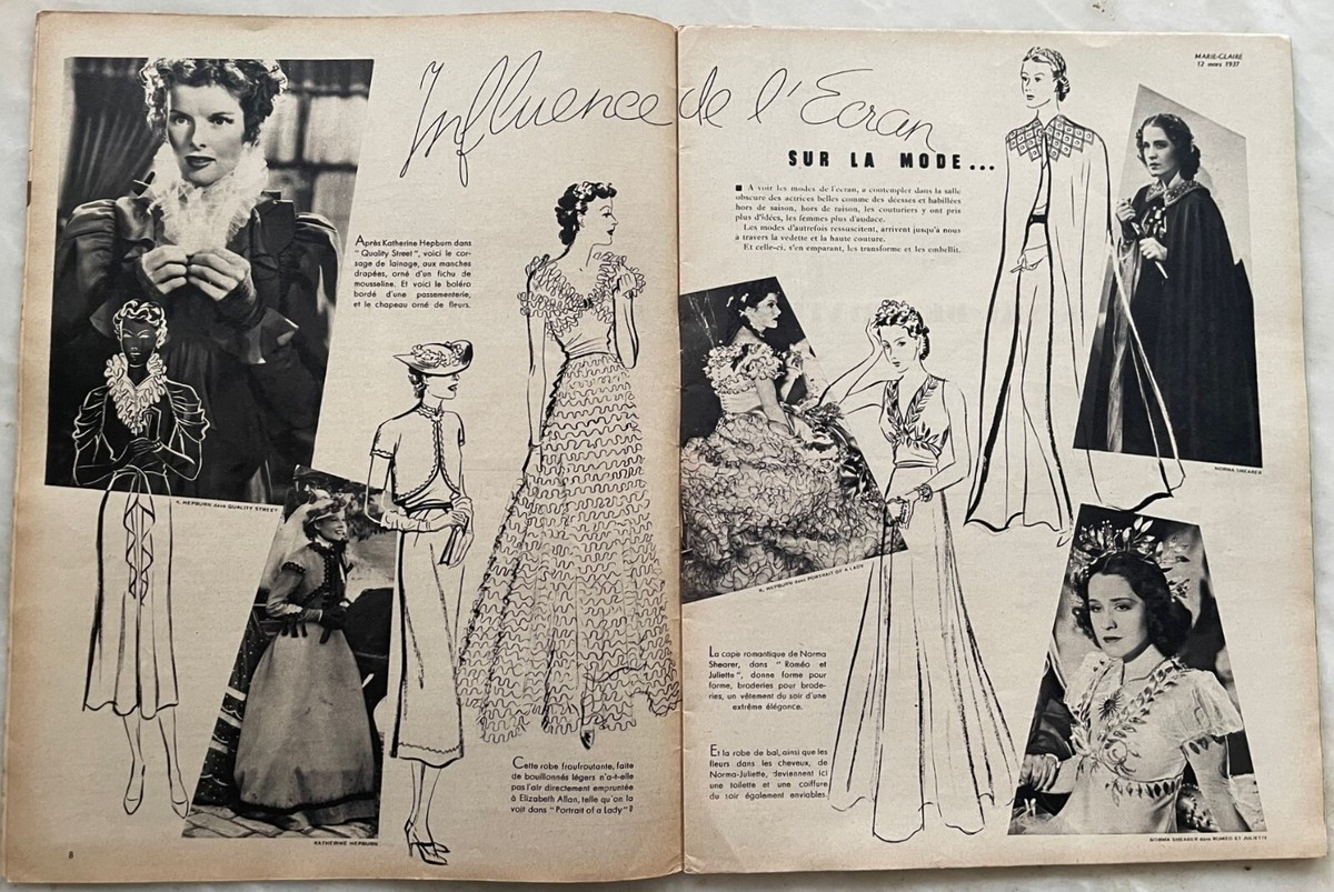 MARIE-CLAIRE n° du 12 Mars 1937 (1 ère année) ancienne revue mode chapeau