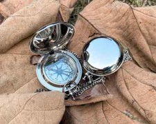 Engraved personalized silver compass custom gift for him, anniversary gift, love