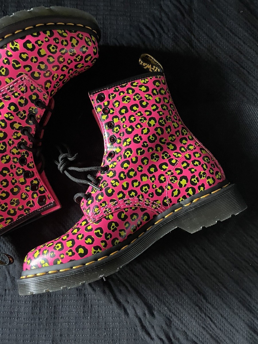 US買付★Dr. Martens 1460 Leopard Leather Lace Up Boots 1460 leopard leather boots in Light Tan | Dr. Martens