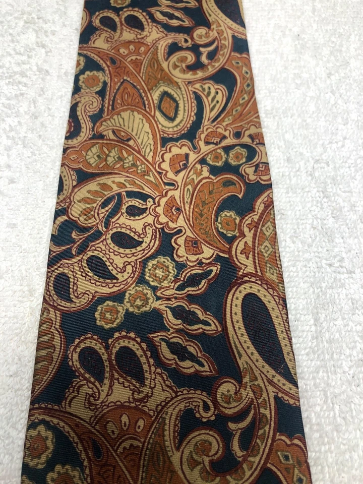 Gravata masculina JOSEPH ABBOUD VERDE COM OURO E LARANJA 3,75 X 60 - Imagem 3 de 4