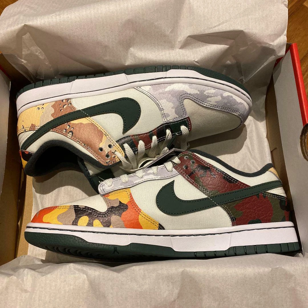 NIKE DUNK LOW SE SAIL MULTI CAMO DH0957-100 Sneakers Mens US9.5 | eBay
