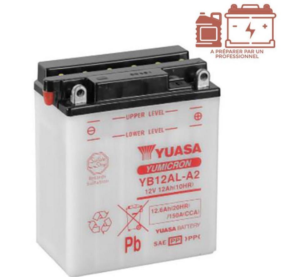 Batterie Yuasa YB12AL-A2 12V 12Ah Classic dimensions L132 l77 h160 sans acide