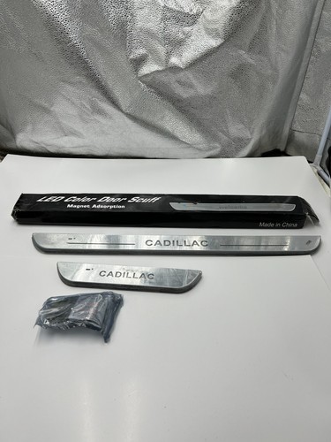 Magnetic Car LED Color Door Scuff for Cadillac Silver Heavy Duty