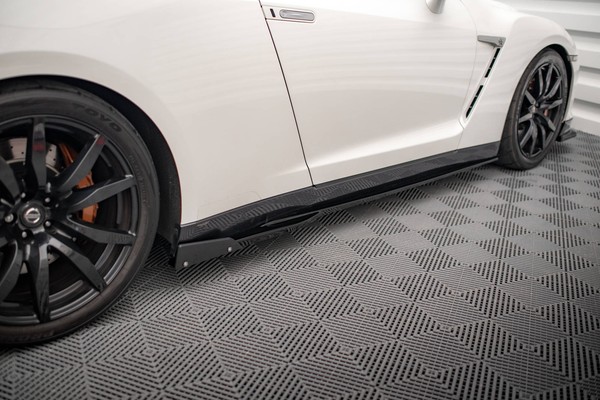 Maxton Design Seitenschweller Ansatz (Paar) + Flaps Passend FüR Nissan GTR R35 F-image