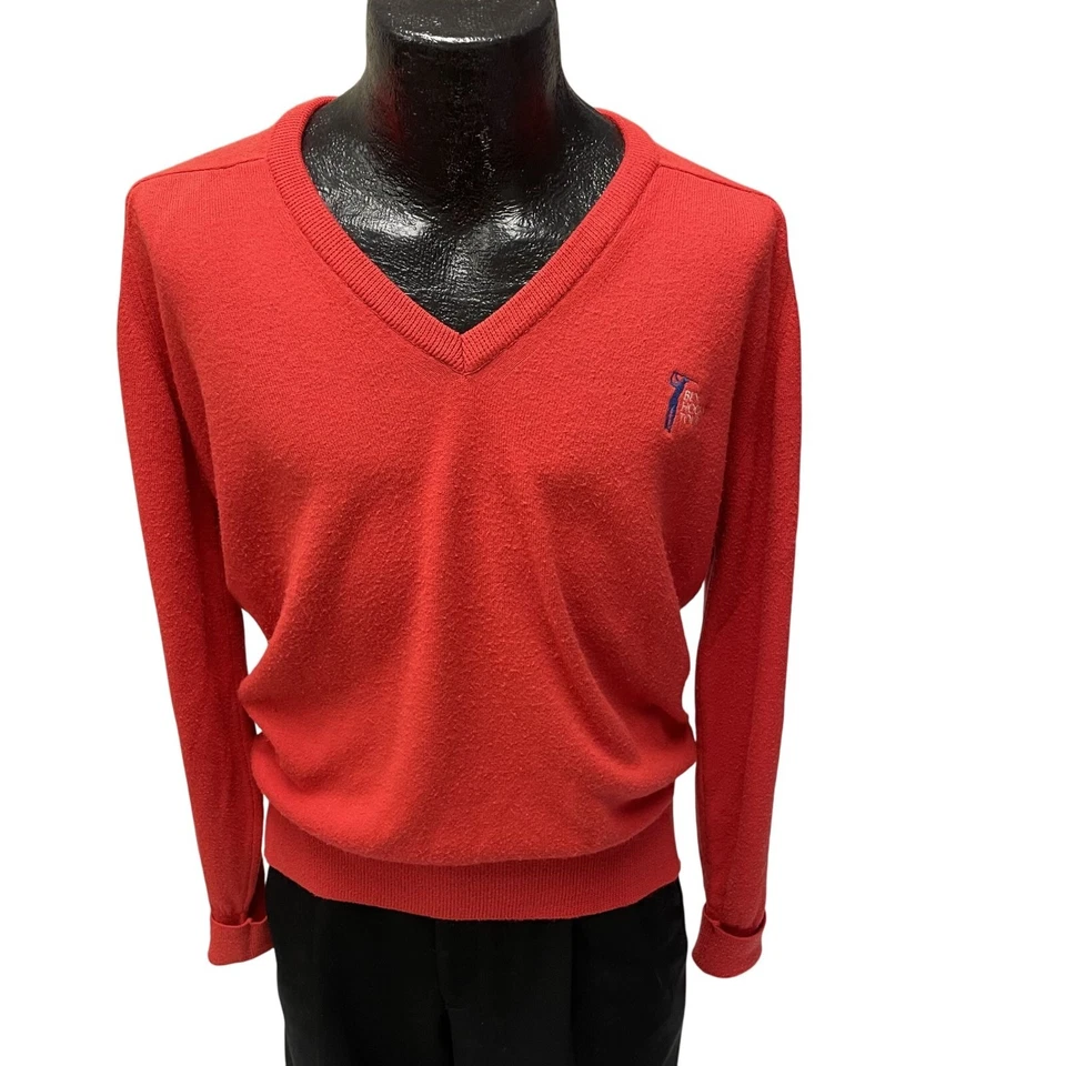 Suéter De Colección Años 80 Ben HOGAN Tour Rojo Knoxville Abierto Golf TORNEO PERSONAL Cuello en V Foto 2 de 4