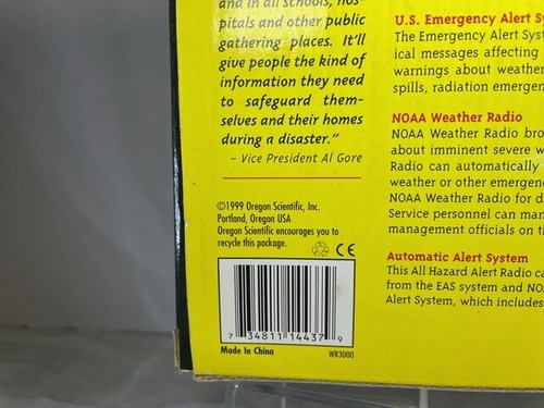 Weather Radio Oregon Scientific Model WR3000 NOAA EAS Original Box & pkg Tested - Picture 4 of 11