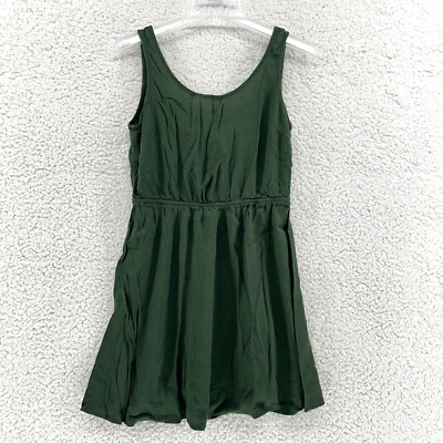 Forever 21 Womens M Olive Green Scoop Neck Sleeveless Open Tie Back Short Dress