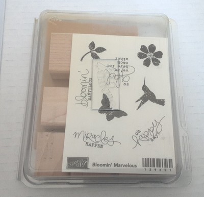 Stampin' Up! Bloomin' Marvelous Wood Mounted Set of 8 Stamps Crafts 129651