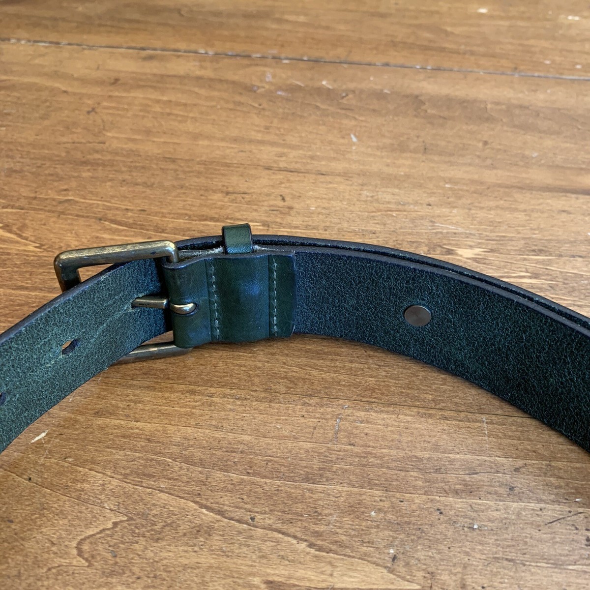 Banana Republic Olive Green Studded Leather Belt with Brass Buckle Banana Republic Leather Belt - Etsy main image 3