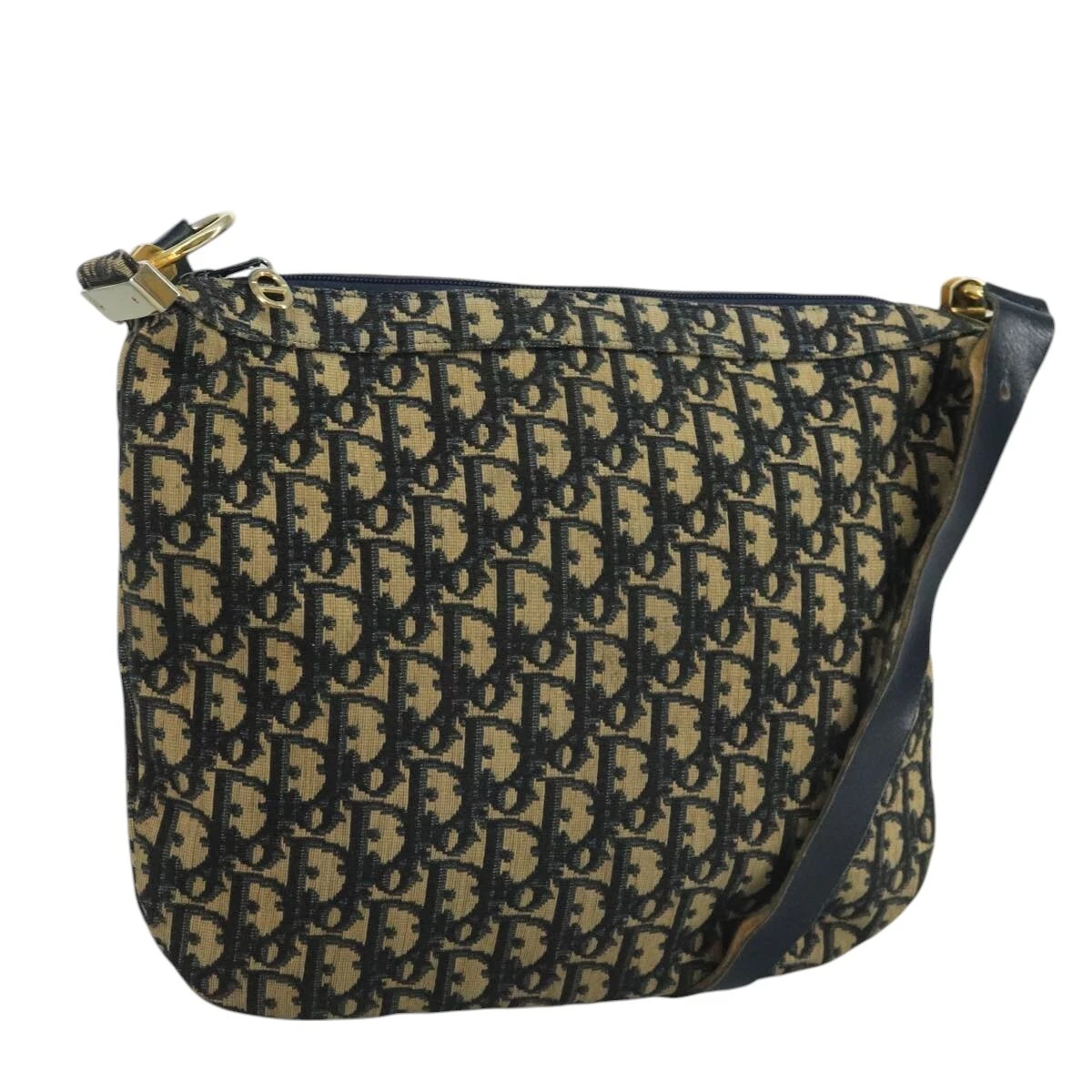 Sac bandoulière Christian Dior trotteur toile marine or authentique 111610