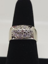 Men's 14k White Gold 1 Carat Natural Diamond Cluster Ring Size 9.5 8.2 Grams