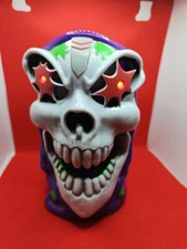 TOY Grave Digger Monster Jam Truck Plastic Skull Head Mug Cup Scary Lights Up