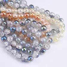 Colorful Plated Crackled Round 4mm 6mm 8mm 10mm Crystal Glass Loose Beads Lot