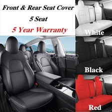 For 2017-23 Tesla Model 3 Car PU Perforated Seat Covers Full Set White Black Red
