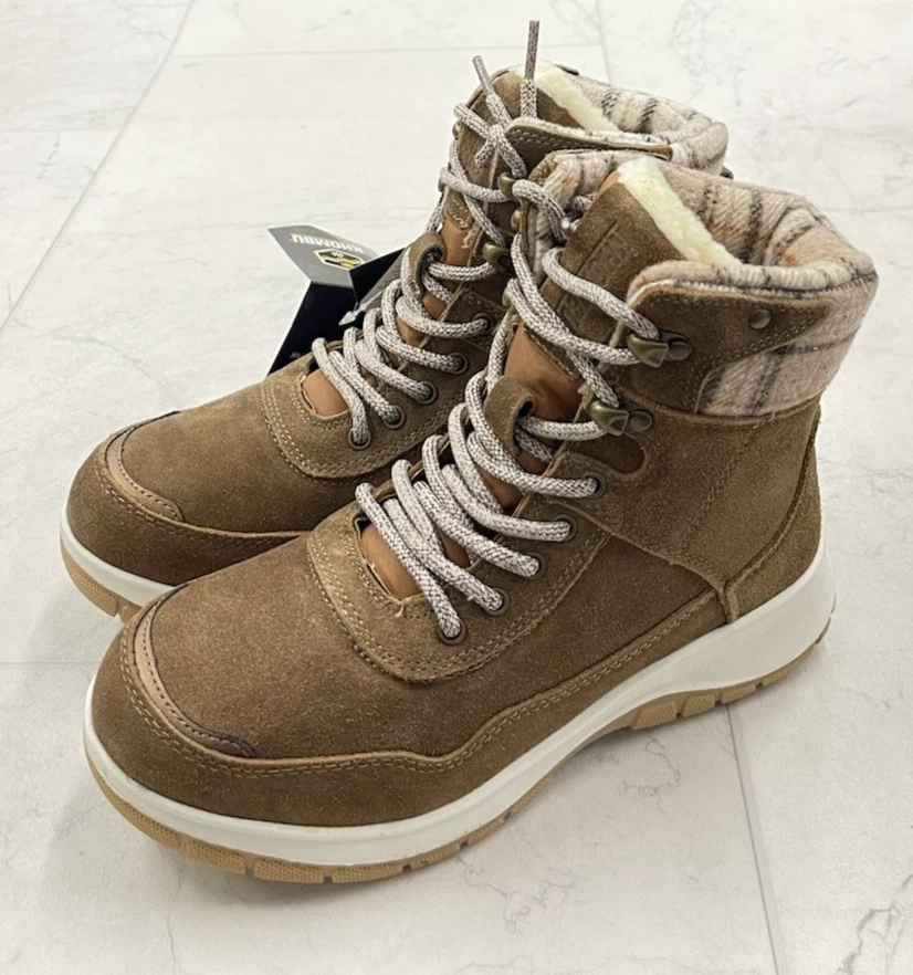 全新带盒 Khombu 纯银人造剪绒内衬棕色靴 8 码 — 第 4/4 张图片