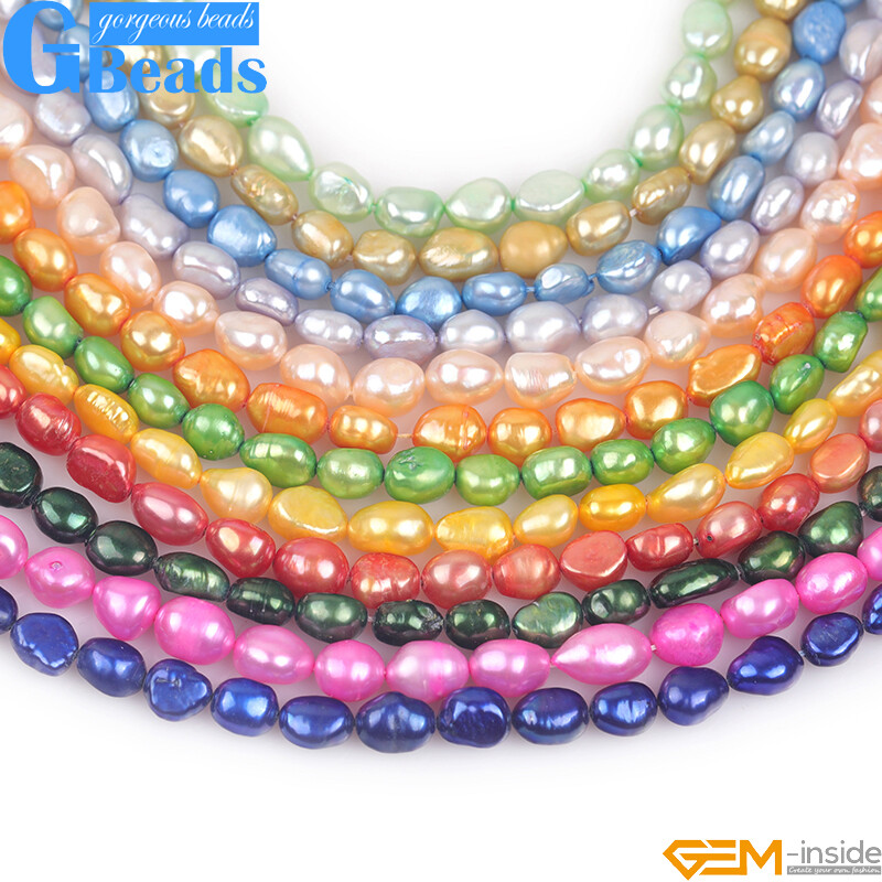 Brown Coffee Freeform Pearl Gemstone Nugget Beads For Jewelry Making 15" 8-9mm