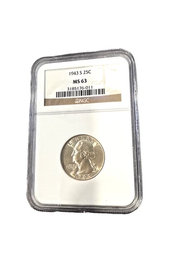 1943 S Washington Quarter NGC MS 63 Beauty  Look Close At Pics WW11 coin