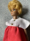 Vtg Barbie Blue Eye Doll Golden Blonde Bubble Cut Japan On Foot With Dress