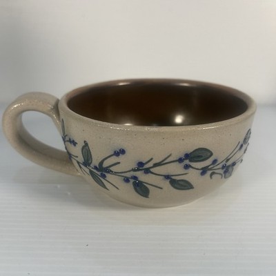 Salmon River Falls Soup Chowder Bowl Mug Cups Blueberry Green Vine 2004