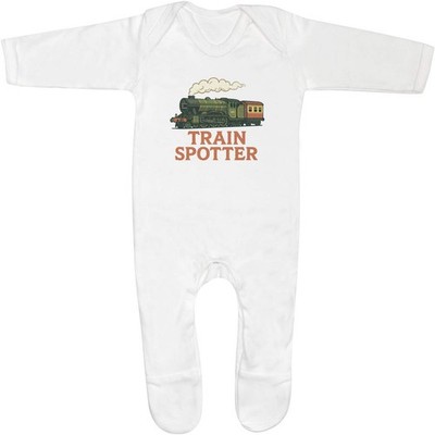 'Train Spotter' Baby Romper Jumpsuits / Sleep suits (SS056708)