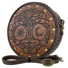 Viking Embossed Crossbody Bag, Nordic Faux Leather Belt Bag Satchel Bag, Medi...