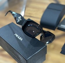 PRADA Milano Men's Square Black Sunglasses with Case, Box  Cleaning Cloth