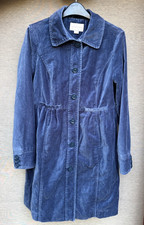 Monsoon Vintage Blue Cotton Velvet Women's Lined Coat Size 12