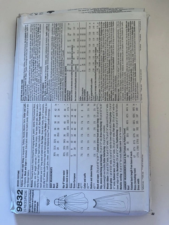 Simplicity Pattern Renaissance Costume Collection 9832  HH 6-12 Uncut New 2001 - Image 2 of 2