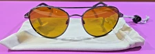 Eagle Eyes Aviator Sunglasses Explorer #10019 Amber Lens Silver Colored Frame