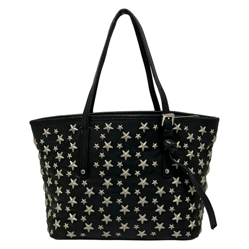 Jimmy Choo Sasha Tote Bag Black Silver Leather