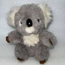 Etone 1985 Koala Bear Plush Gray White Soft Stuffed Animal Toy Sitting 8"