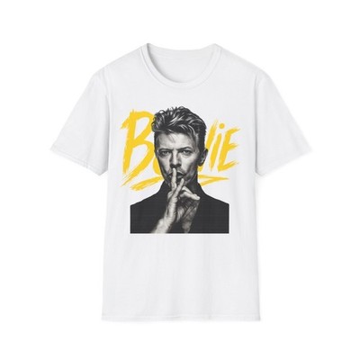 David Bowie T-Shirt Weiß Herren Damen 100% Baumwolle Print Rock Vintage Music