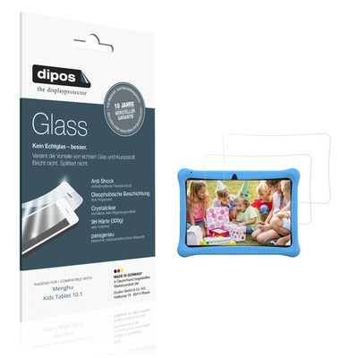 2x Schutzfolie für Menghu Kids Tablet 10.1 - Anti-Shock 9H Folie dipos Glass
