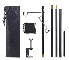 HIKEMAN Folding Lantern Stand Pole Portable Lamp Stand Hook Collapasible Ligh...
