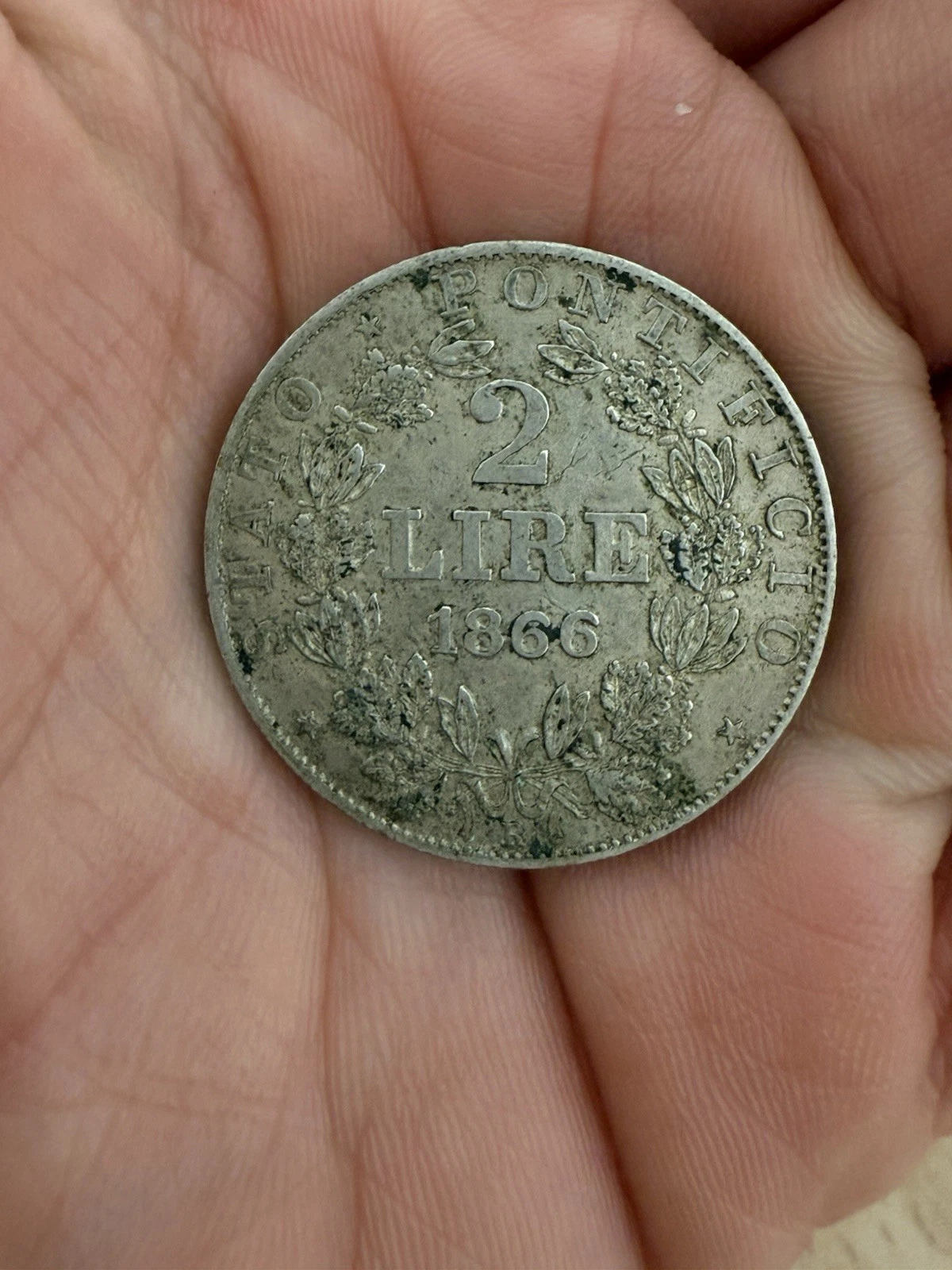 Monnaie 2 Lire 1866 PIVS IX PON MAX  A XXI Stato Pontificio