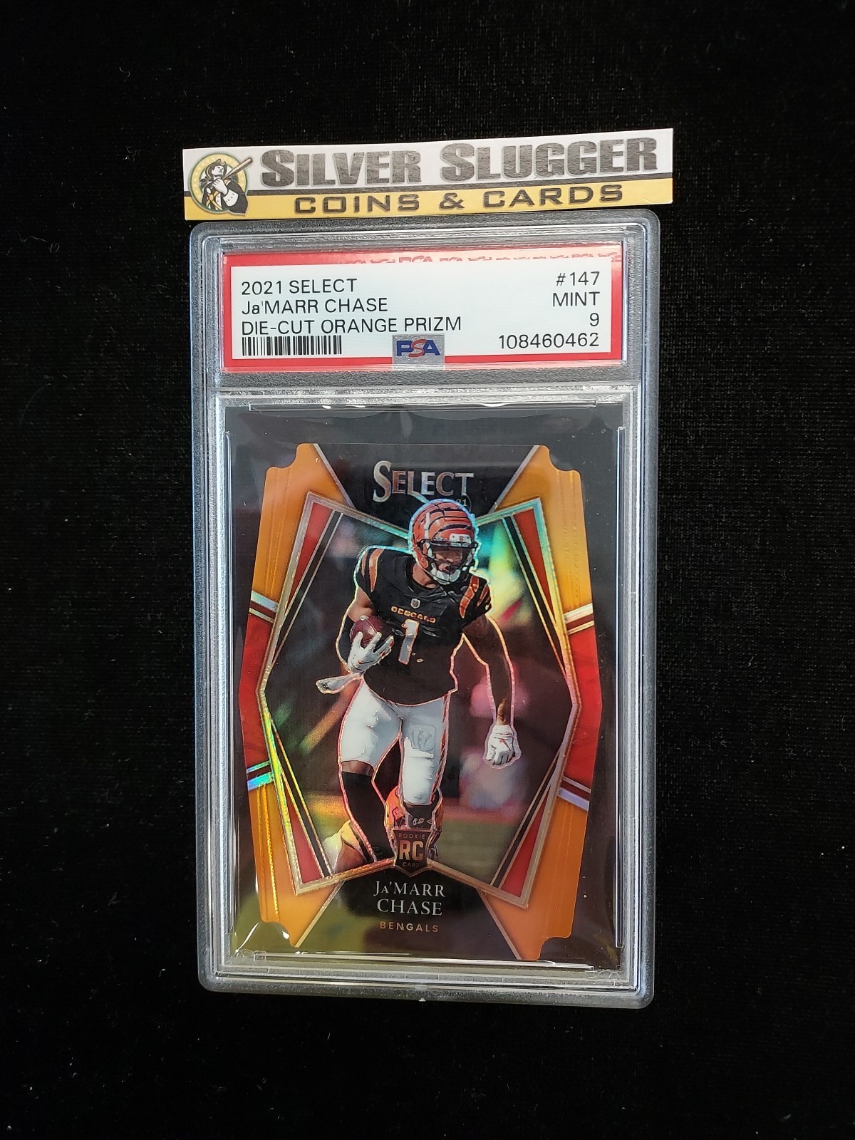 2021 Ja'Marr Chase Panini Select Premier Die Cut Orange Prizm /249 #147 PSA 9 RC