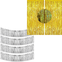 G2Plus 2 Gold Lametta Vorhang & 4 Silber Fransen Girlande