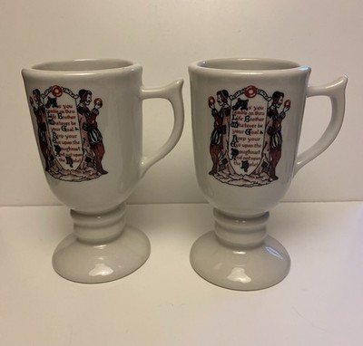 Vtg 2 Sterling Vitrified China Mugs East Liverpool Ohio USA F-5 Restaurant Ware
